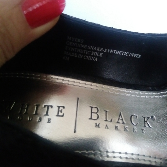 WHBM 6M Platform Snakeskin Heels Pumps Bow Closed Toe Stiletto Myers White House - Picture 10 of 11